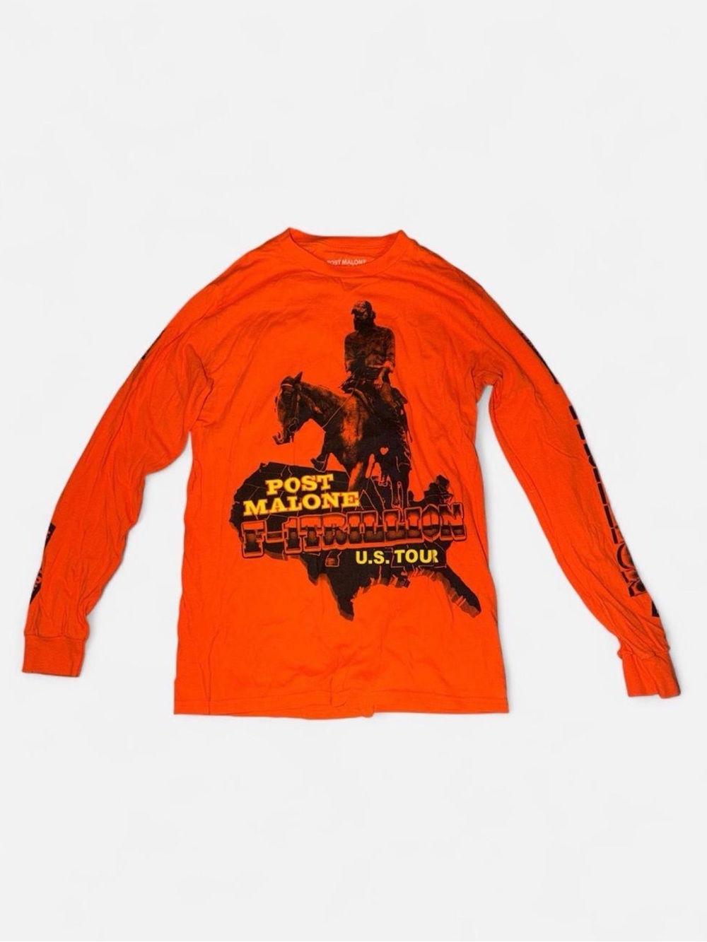 Post Malone U.S. Tour Graphic Long Sleeve Tee - Bright Orange